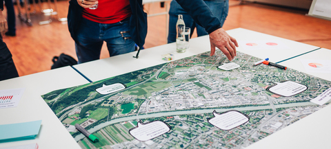 Am Plan können die Ideen für die Rossau festgehalten werden