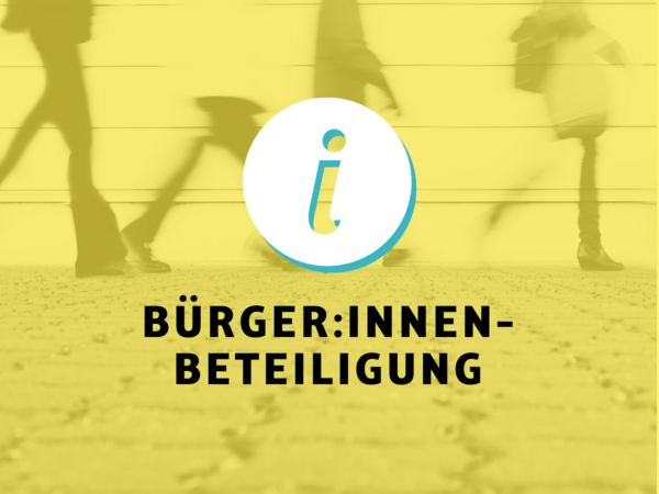 Gelbes Bild mit der Schrift: Bürger:innenbeteiligung 