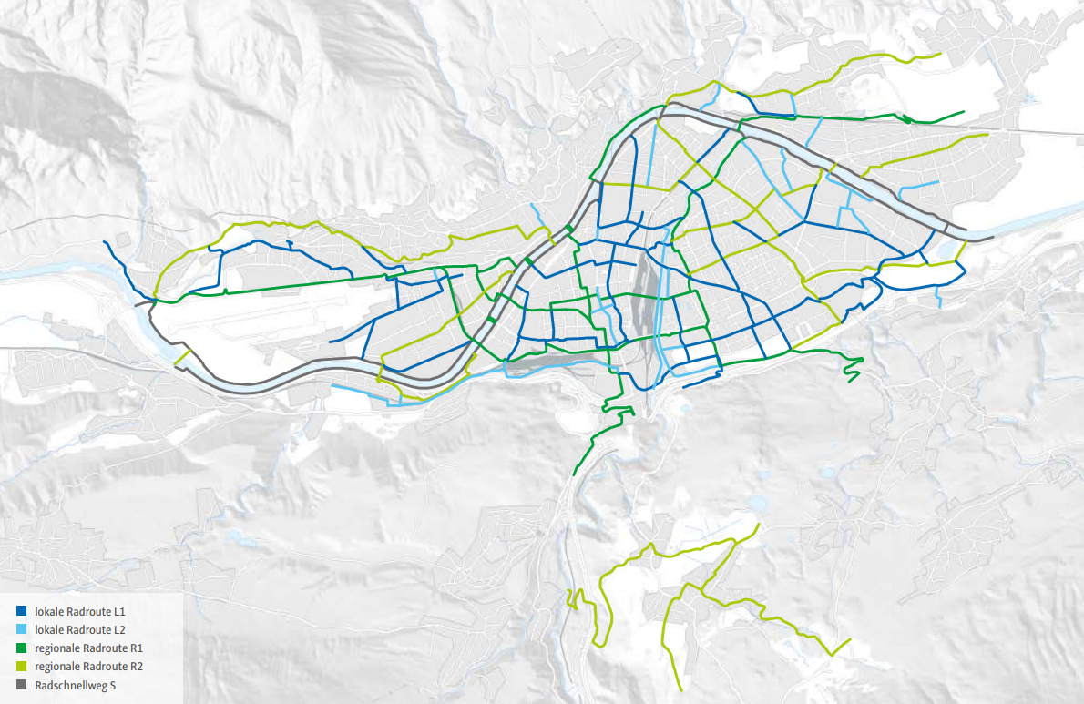 Wichtige Radachsen lt Masterplan Radverkehr (2021)